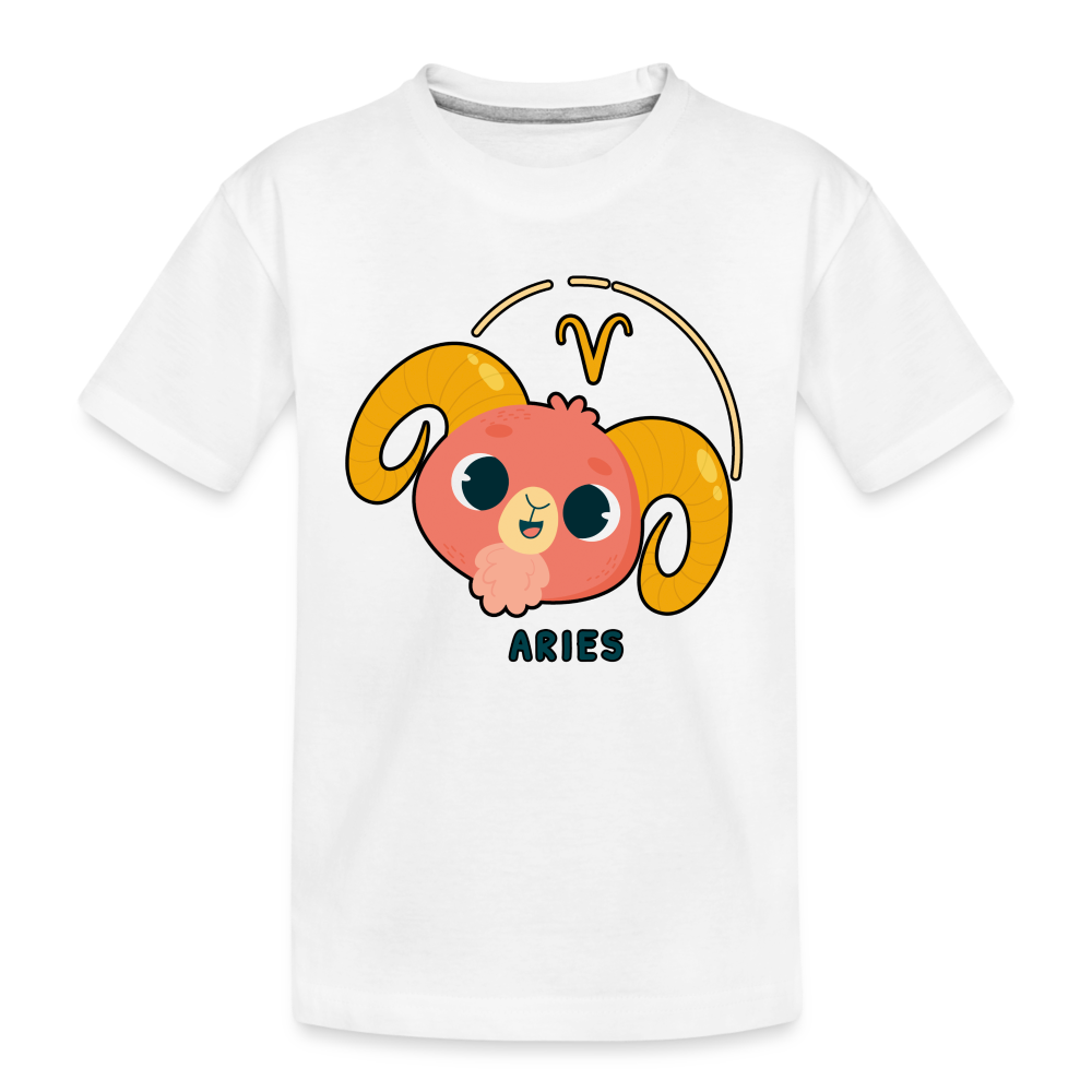 Kid’s Cartoony Aries Premium Organic T-Shirt - white