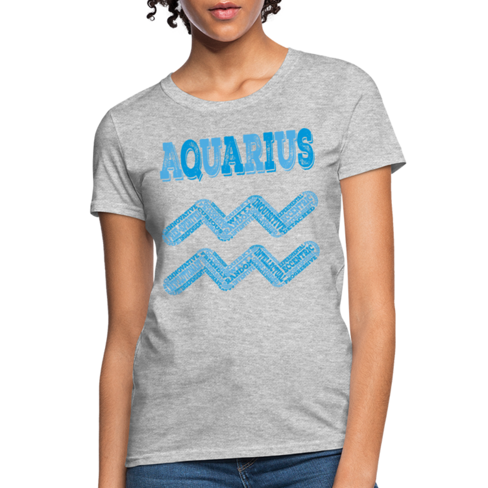 Women's Power Words Aquarius T-Shirt - heather gray