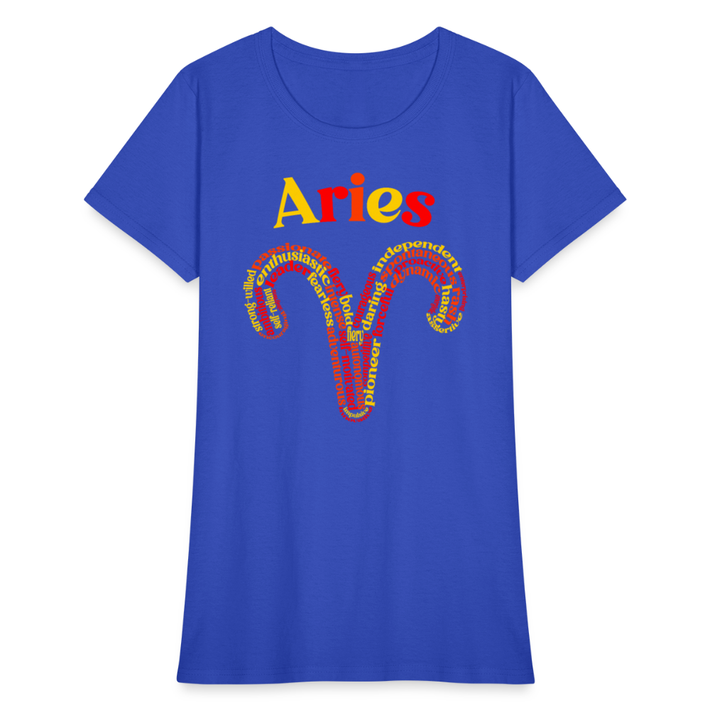 Women's Power Words Aries T-Shirt - royal blue