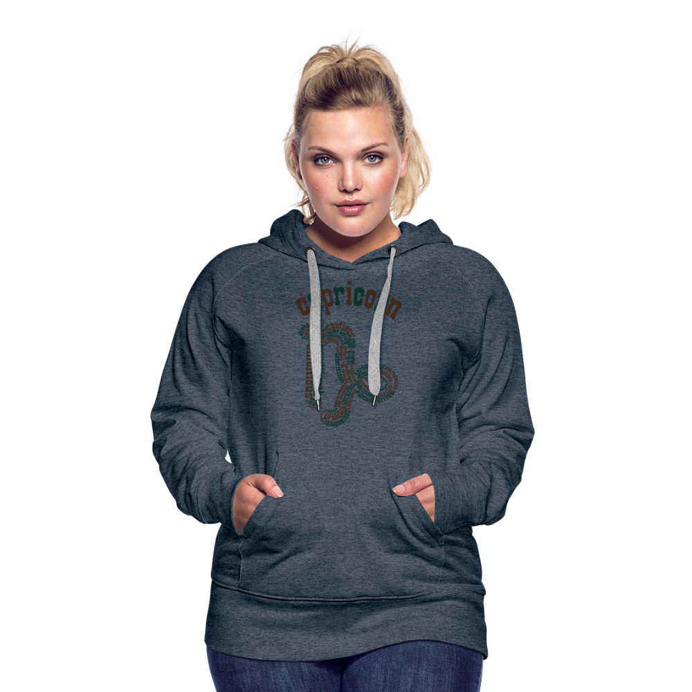 Women's Power Words Capricorn Premium Hoodie - heather denim