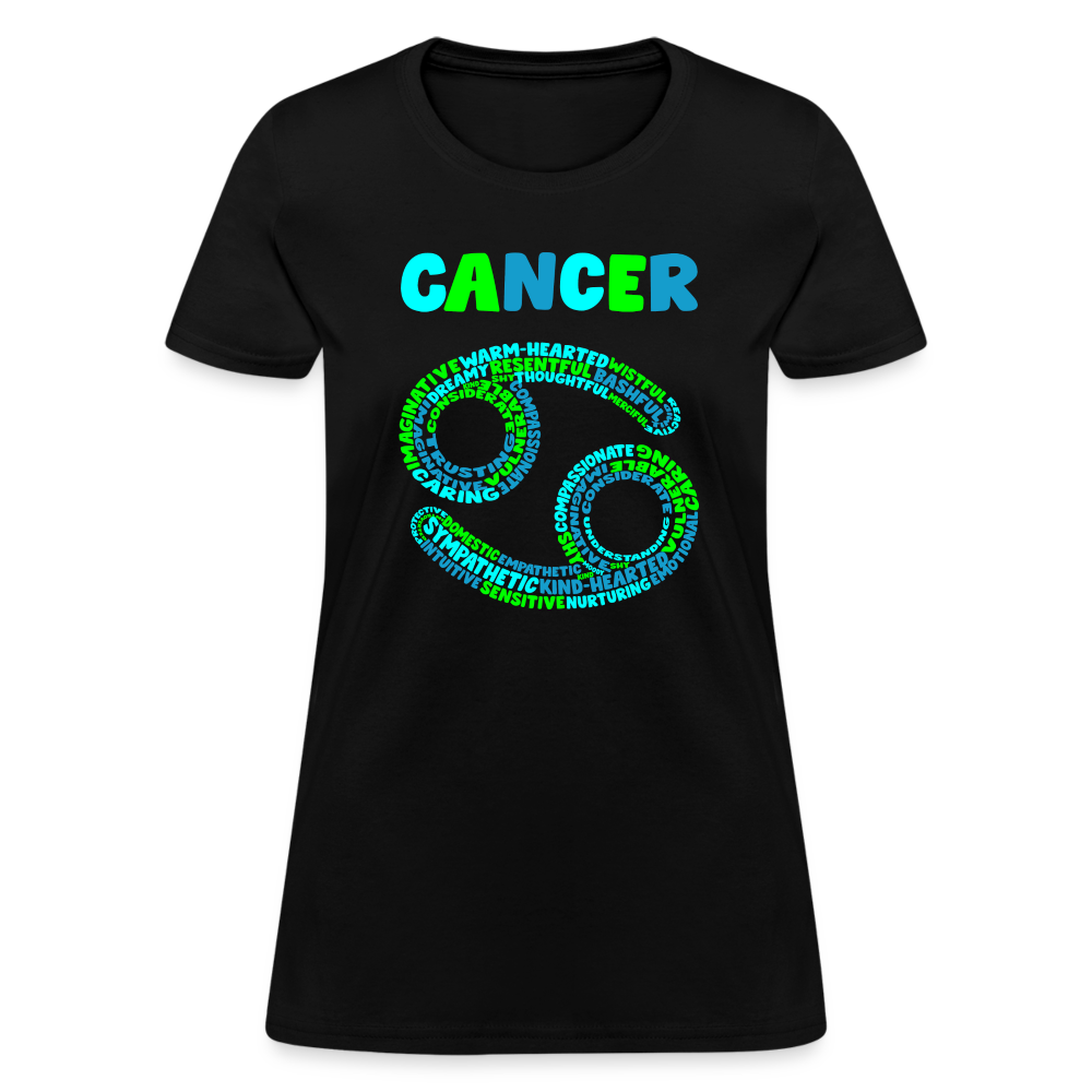 Women's Power Words Cancer T-Shirt - black