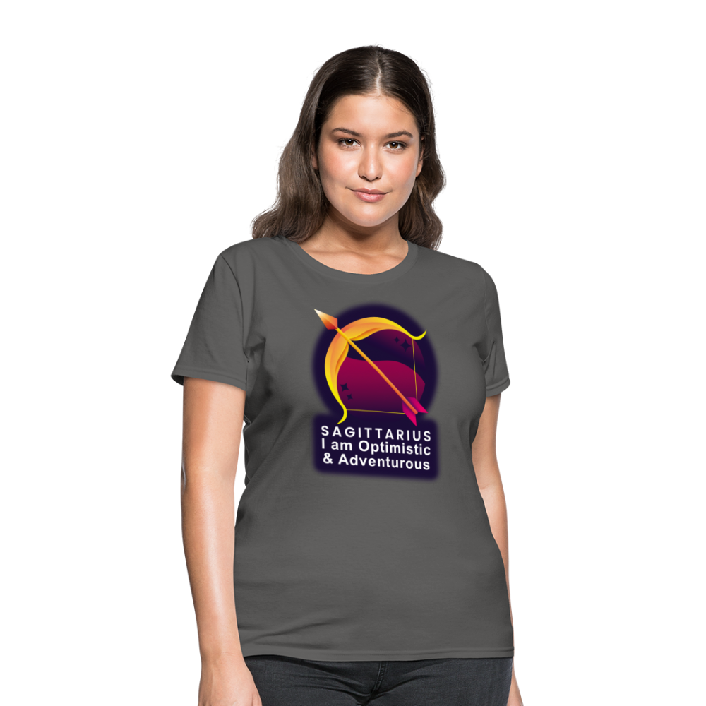 Women's Glow Sagittarius T-Shirt - charcoal