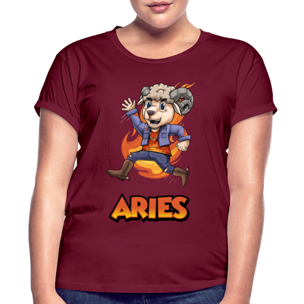 Women's Playful Aries Relaxed Fit T-Shirt - burgundy