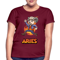 Thumbnail for Women's Playful Aries Relaxed Fit T-Shirt - burgundy