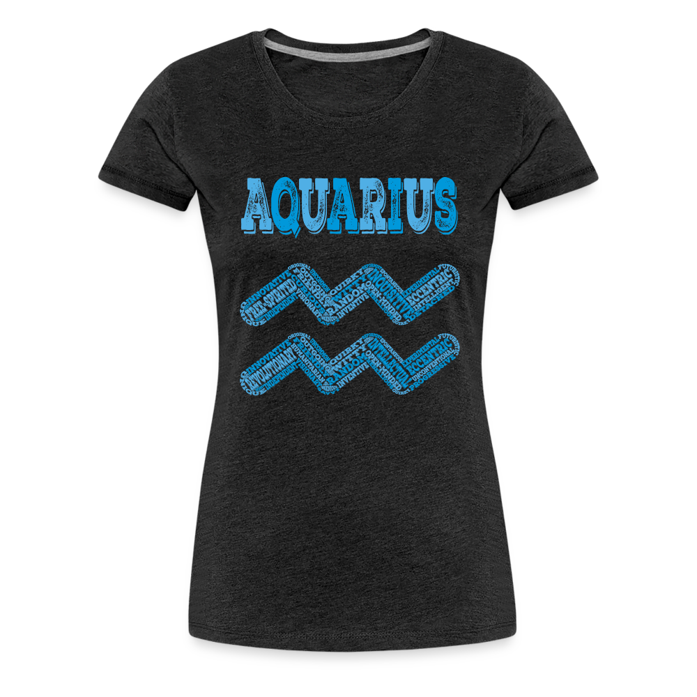 Women's Power Words Aquarius Premium T-Shirt - charcoal grey