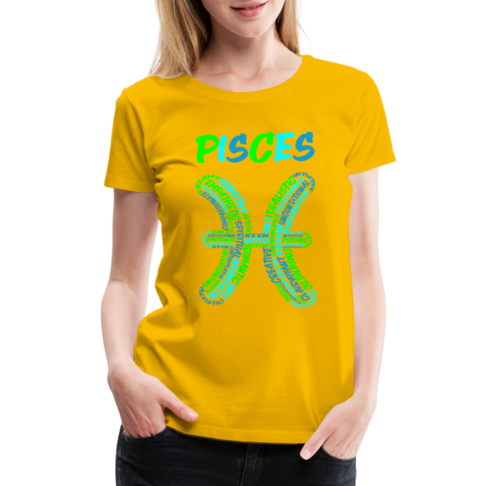 Women's Power Words Pisces Premium T-Shirt - sun yellow