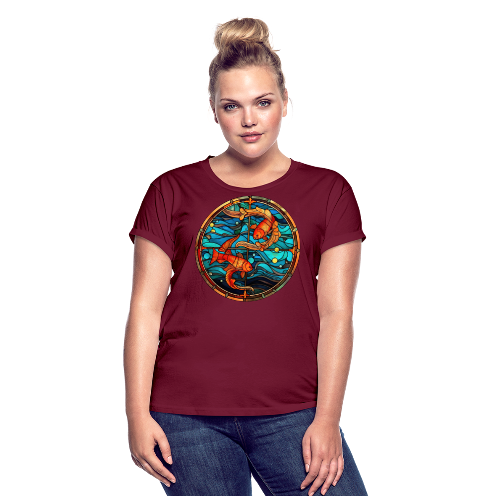 Women's Mosaic Pisces Relaxed Fit T-Shirt - burgundy