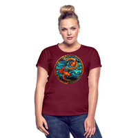 Thumbnail for Women's Mosaic Pisces Relaxed Fit T-Shirt - burgundy