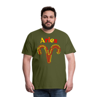 Thumbnail for Men's Power Words Aries Premium T-Shirt - olive green