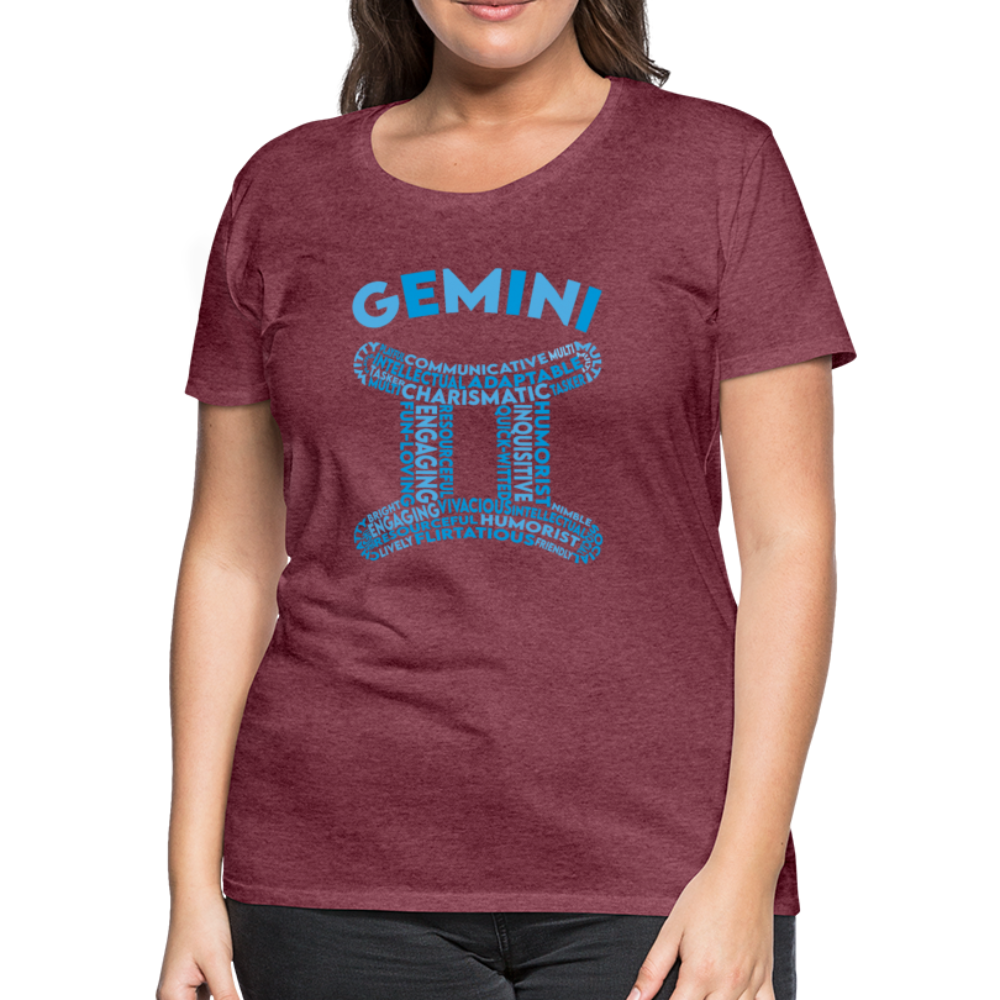 Women's Power Words Gemini Premium T-Shirt - heather burgundy