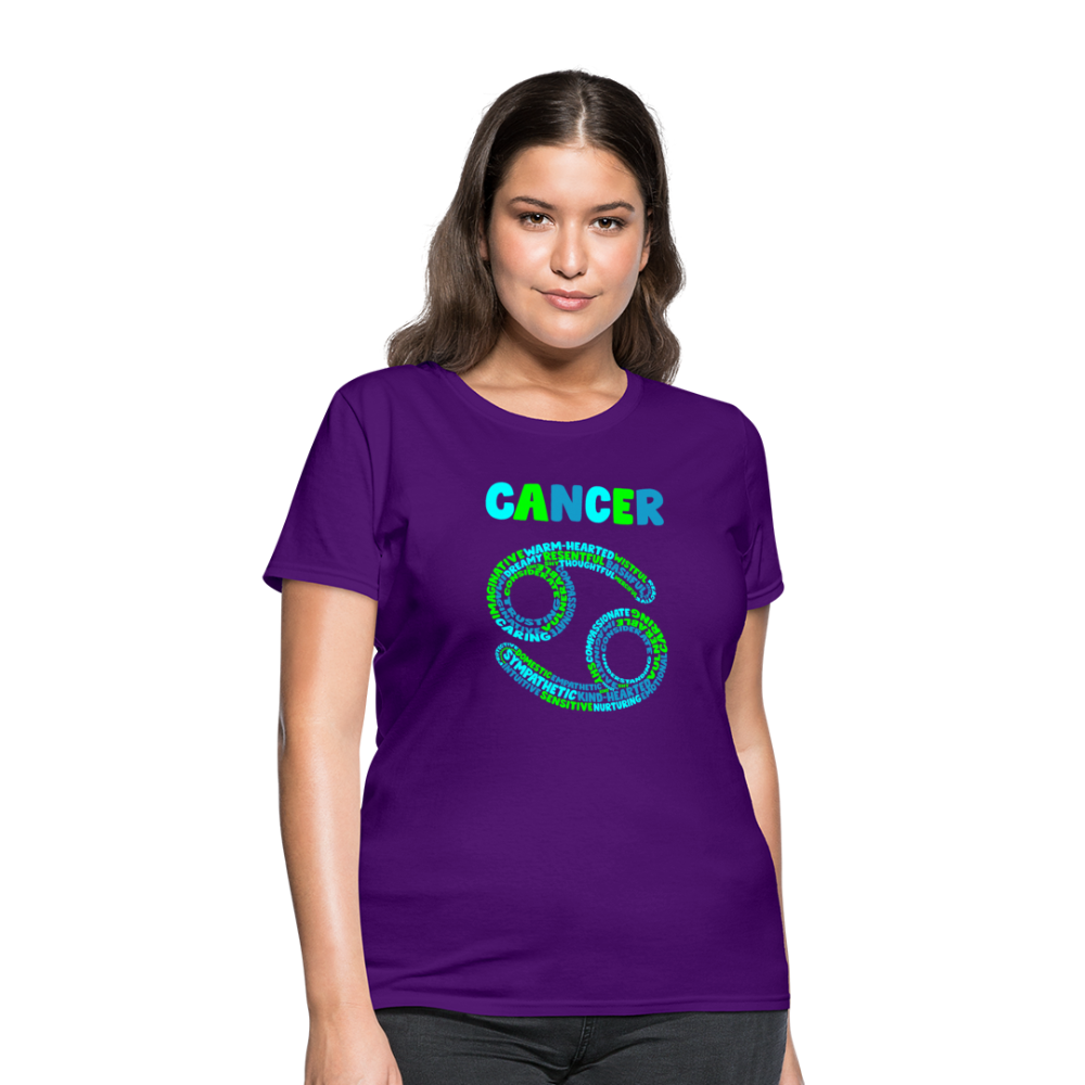 Women's Power Words Cancer T-Shirt - purple