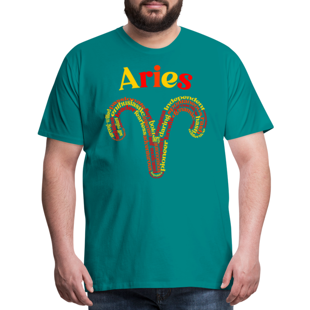 Men's Power Words Aries Premium T-Shirt - teal