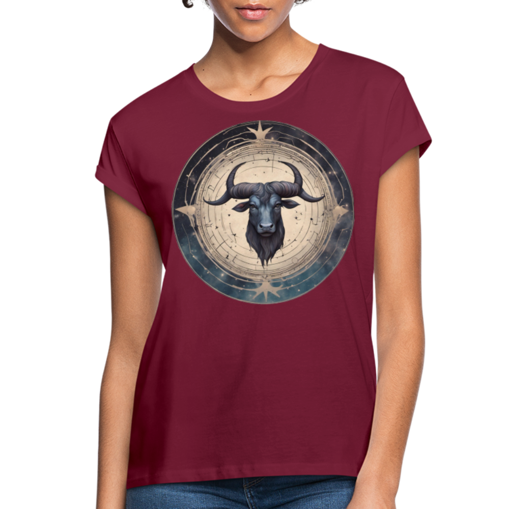 Women's Mythical Taurus Relaxed Fit T-Shirt - burgundy