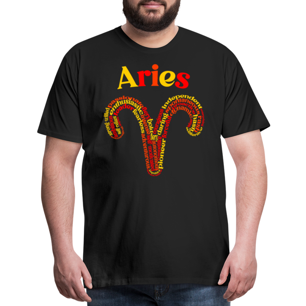 Men's Power Words Aries Premium T-Shirt - black