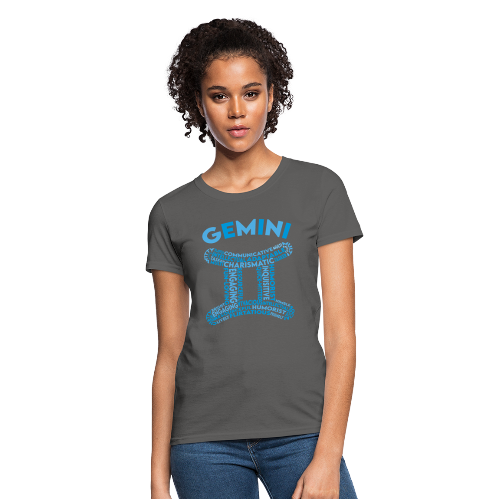 Women's Power Words Gemini T-Shirt - charcoal