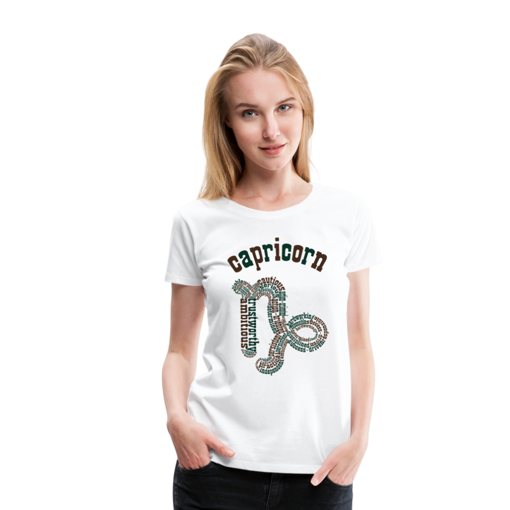 Women's Power Words Capricorn Premium T-Shirt - white