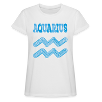 Thumbnail for Women's Power Words Aquarius Relaxed Fit T-Shirt - white