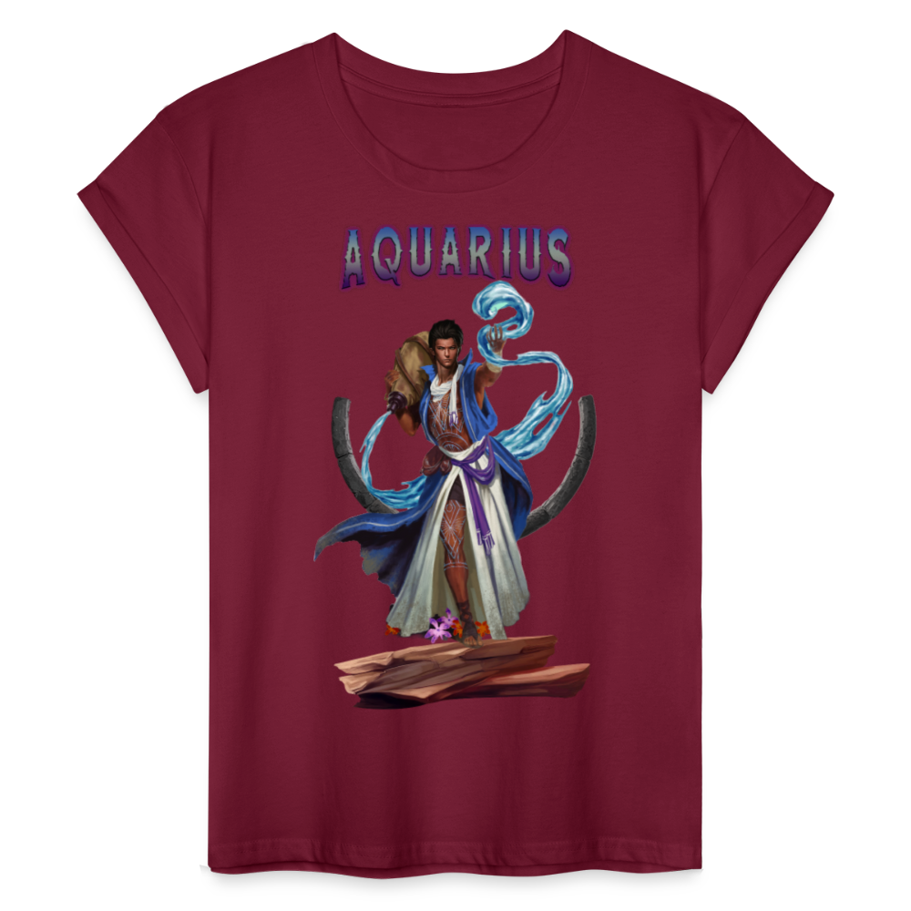 Women's Astral Aquarius Relaxed Fit T-Shirt - burgundy