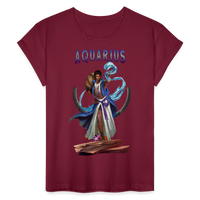 Thumbnail for Women's Astral Aquarius Relaxed Fit T-Shirt - burgundy