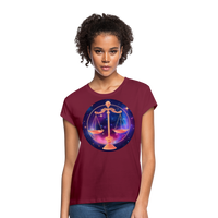 Thumbnail for Women's Magic Libra Relaxed Fit T-Shirt - burgundy