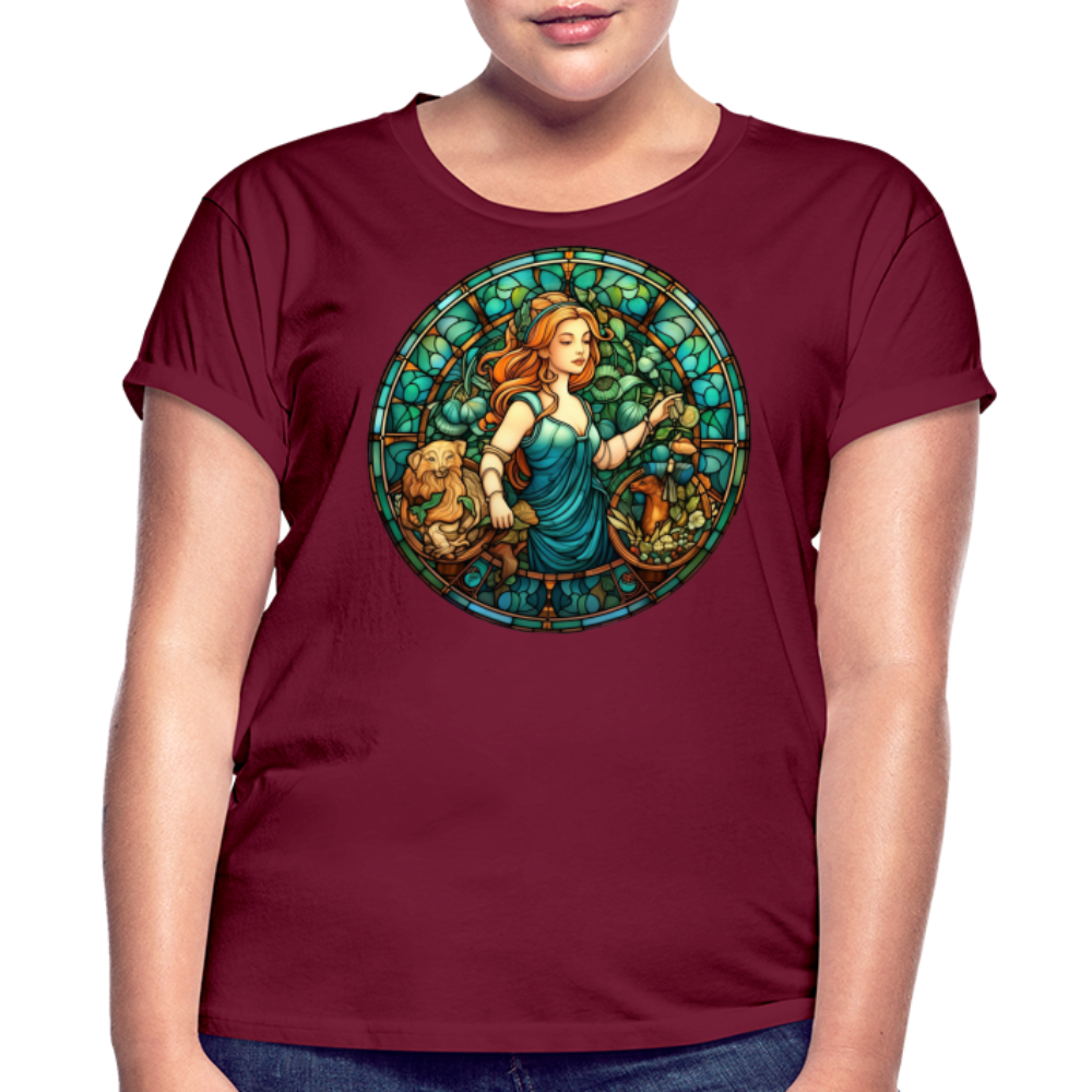 Women's Mosaic Virgo Relaxed Fit T-Shirt - burgundy