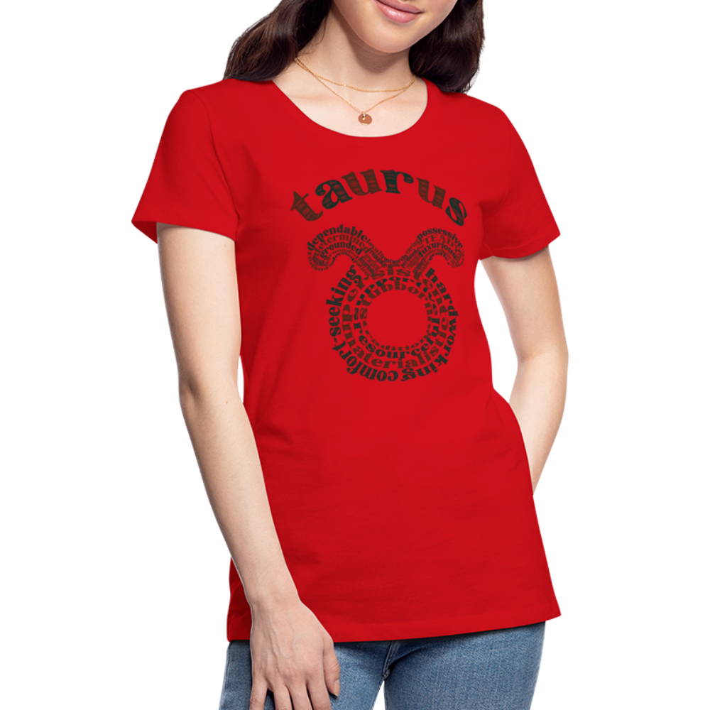 Women's Power Words Taurus Premium T-Shirt - red