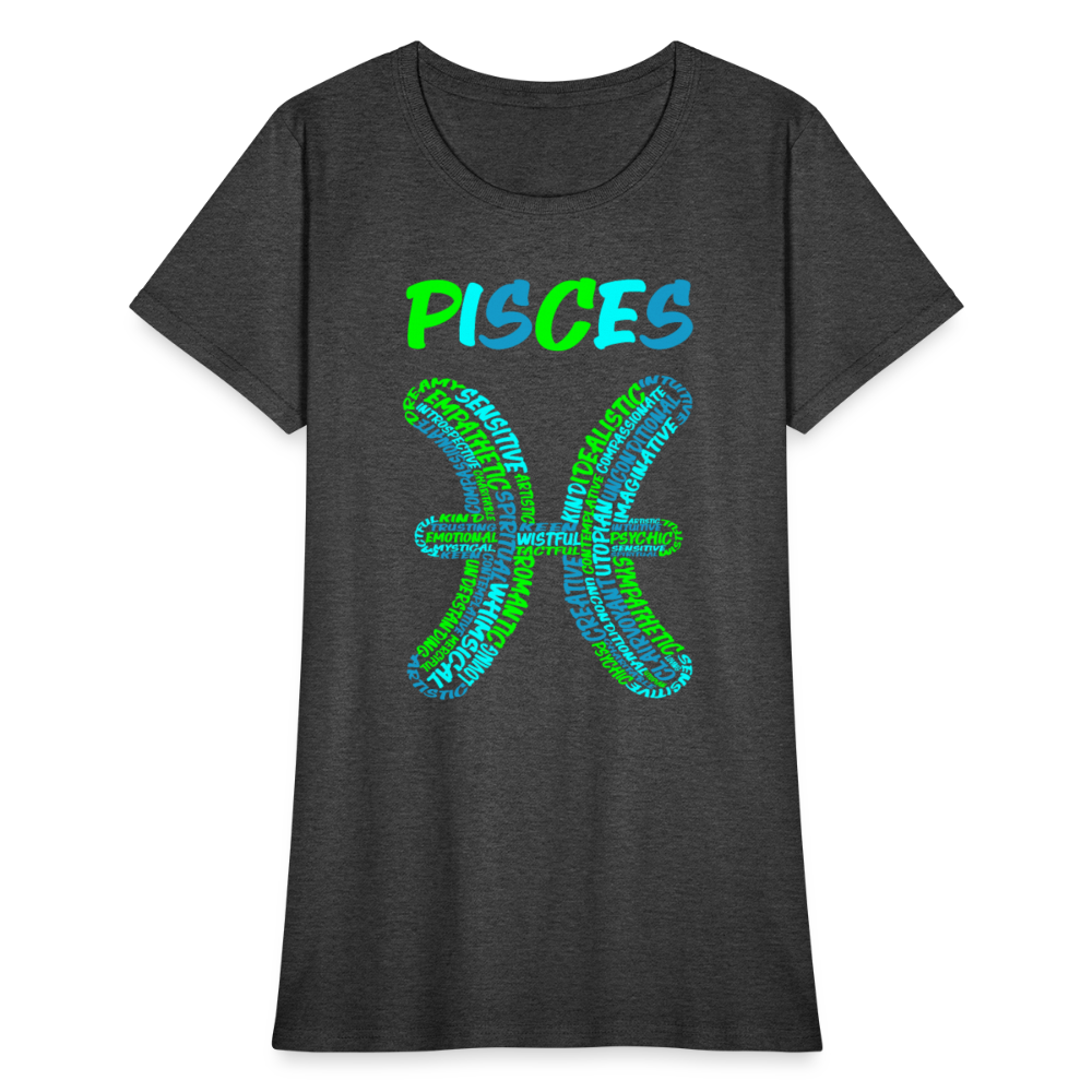 Women's Power Words Pisces T-Shirt - heather black