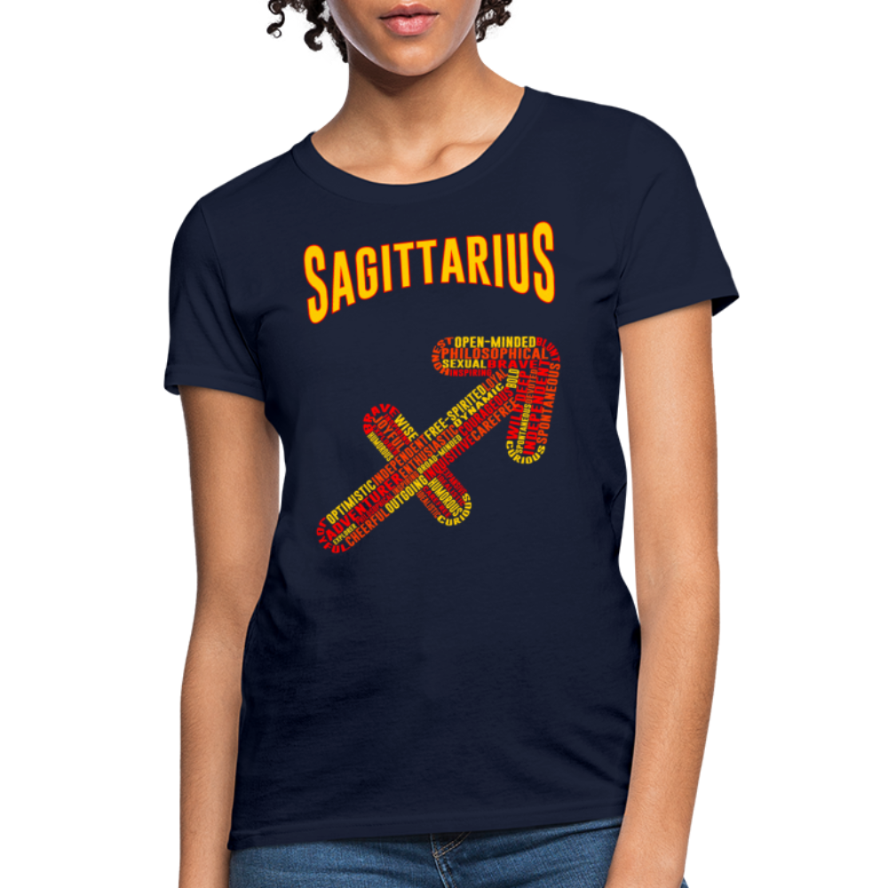 Women's Power Words Sagittarius T-Shirt - navy