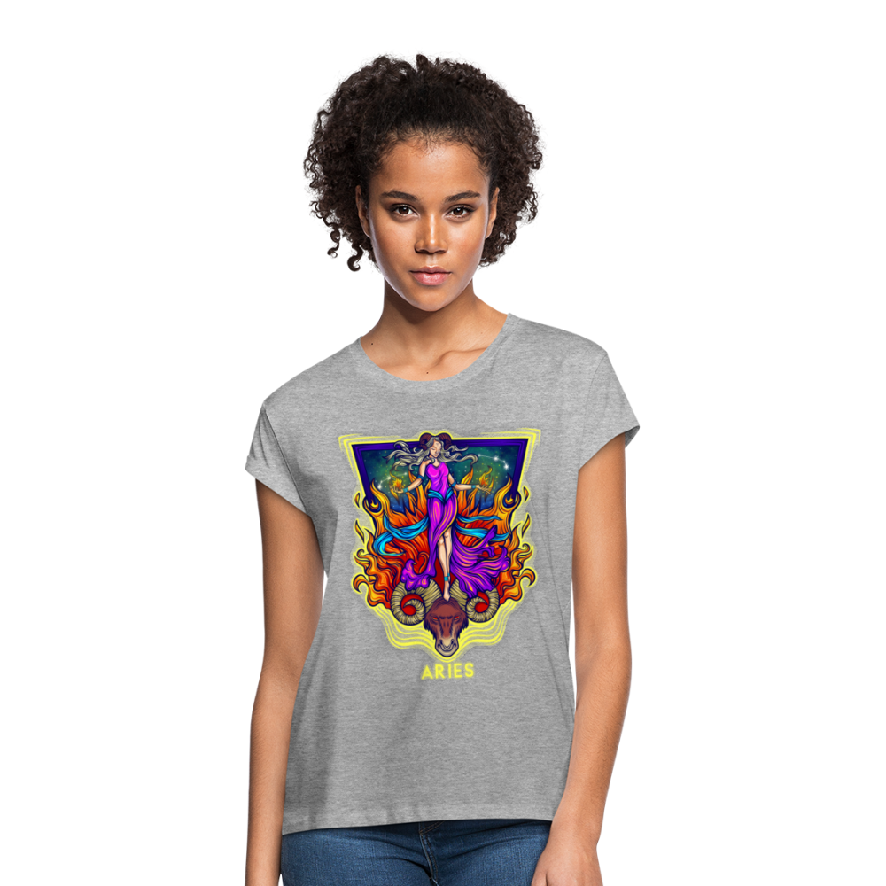 Women's Cosmic Aries Relaxed Fit T-Shirt - heather gray