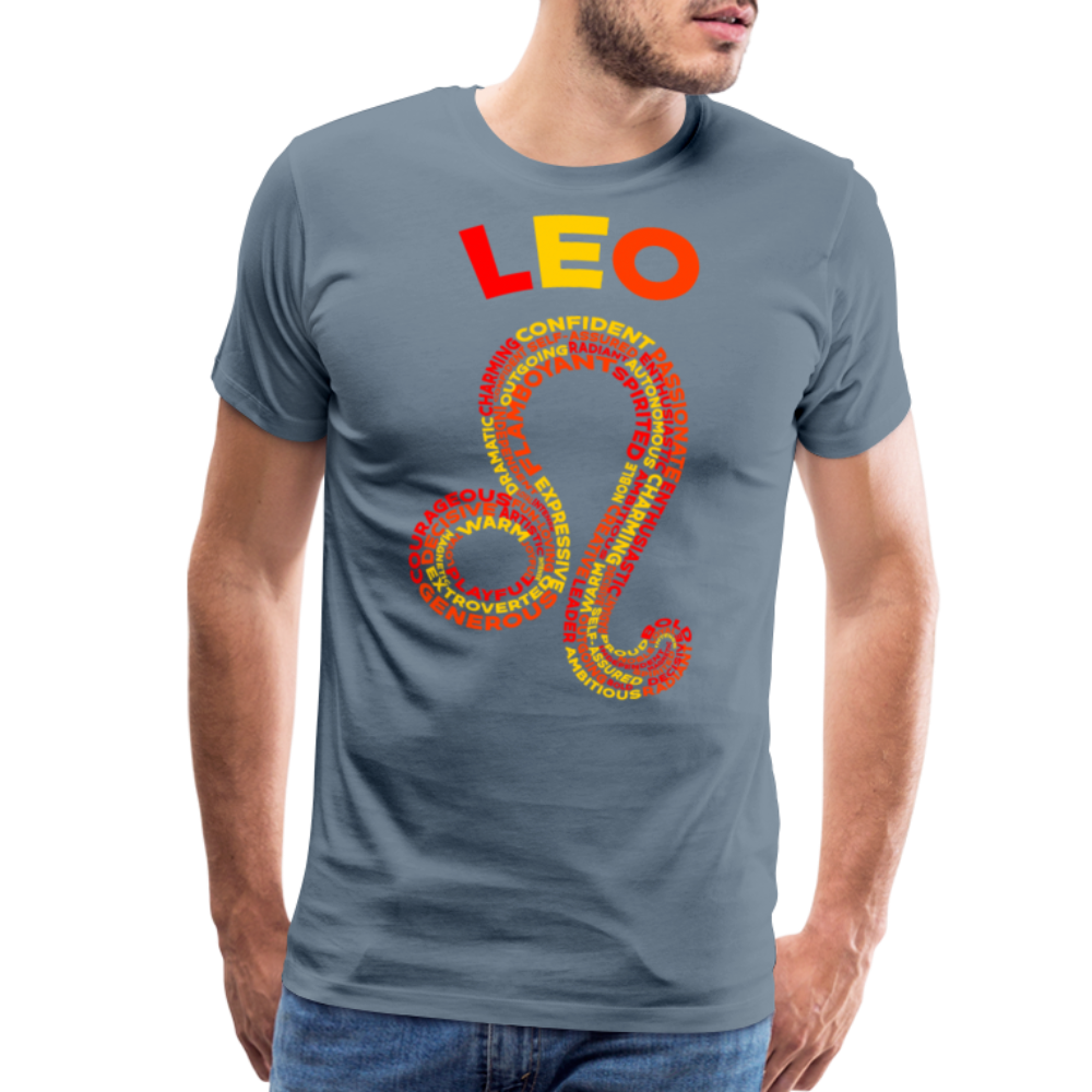 Men's Power Words Leo Premium T-Shirt - steel blue