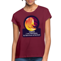 Thumbnail for Women's Glow Virgo Relaxed Fit T-Shirt - burgundy