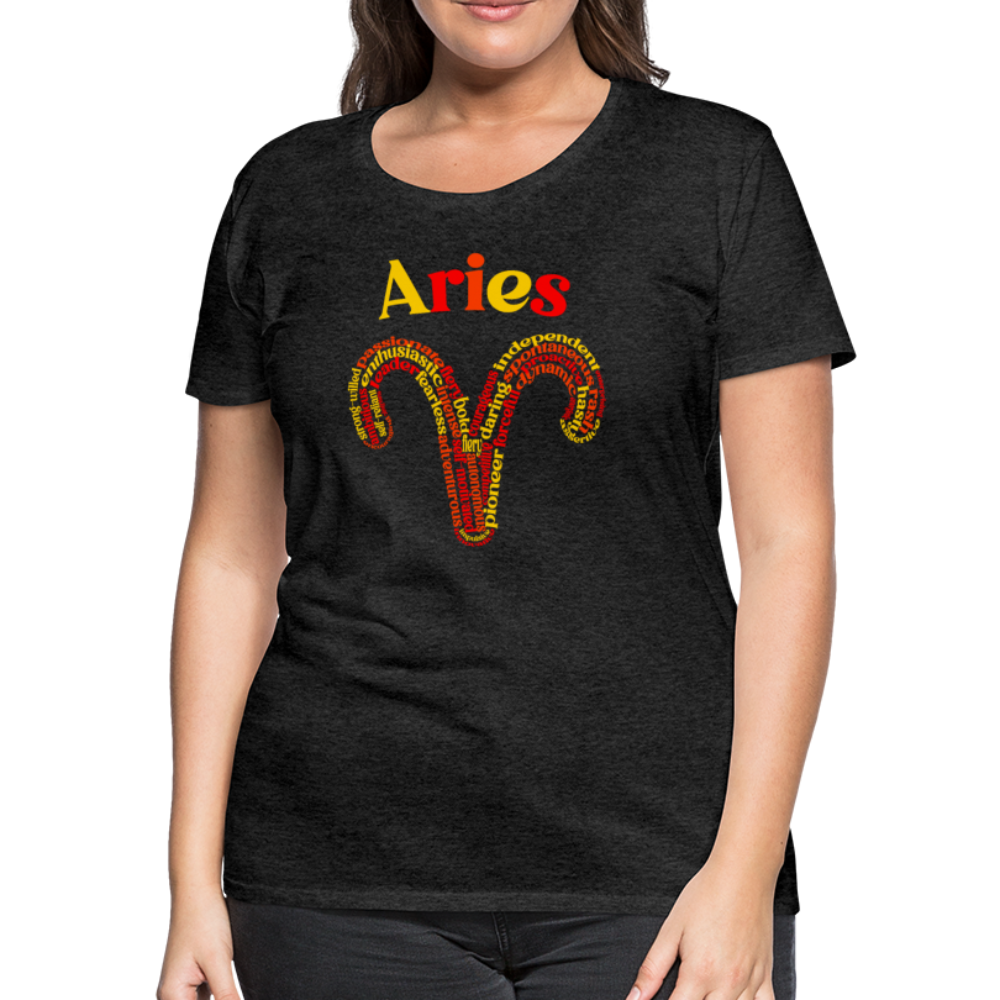 Women's Power Words Aries Premium T-Shirt - charcoal grey