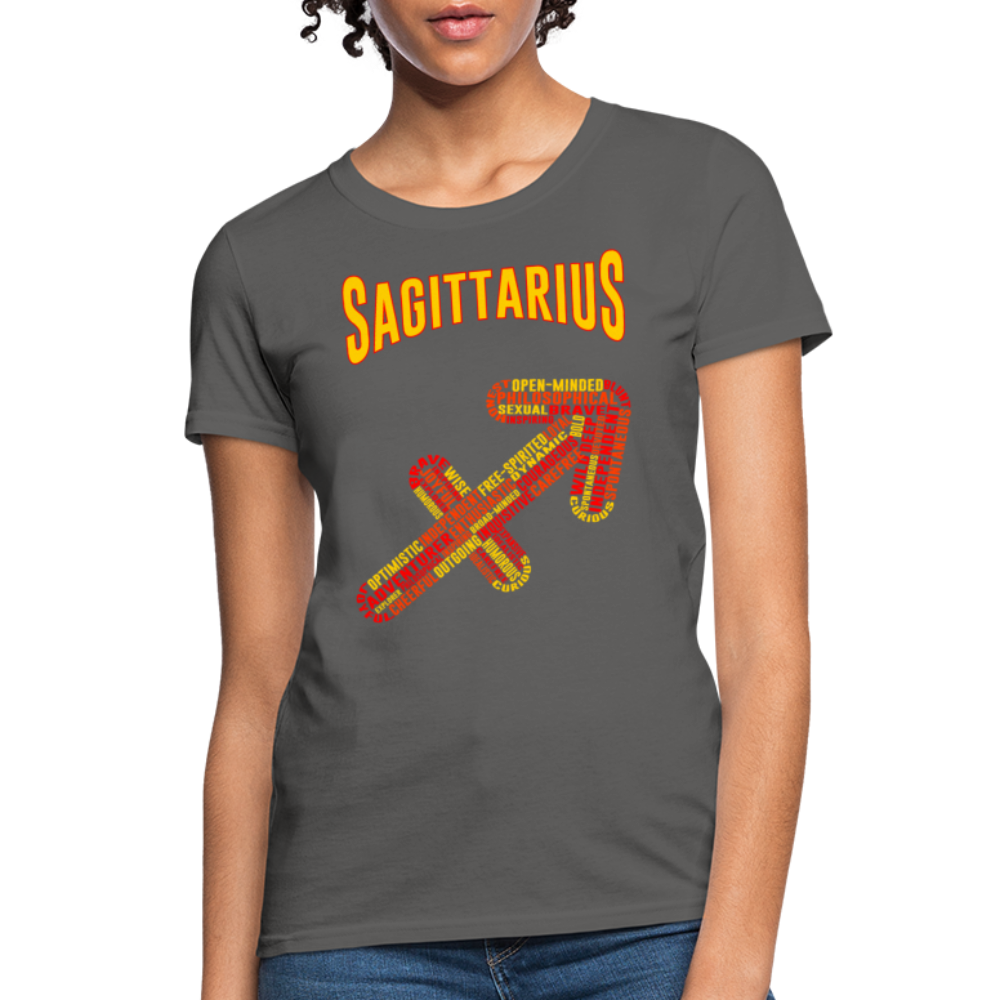 Women's Power Words Sagittarius T-Shirt - charcoal