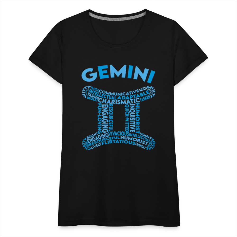 Women's Power Words Gemini Premium T-Shirt - black