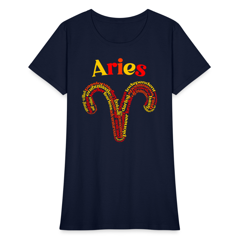 Women's Power Words Aries T-Shirt - navy