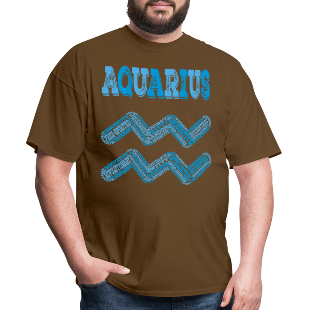 Men's Power Words Aquarius Classic T-Shirt - brown