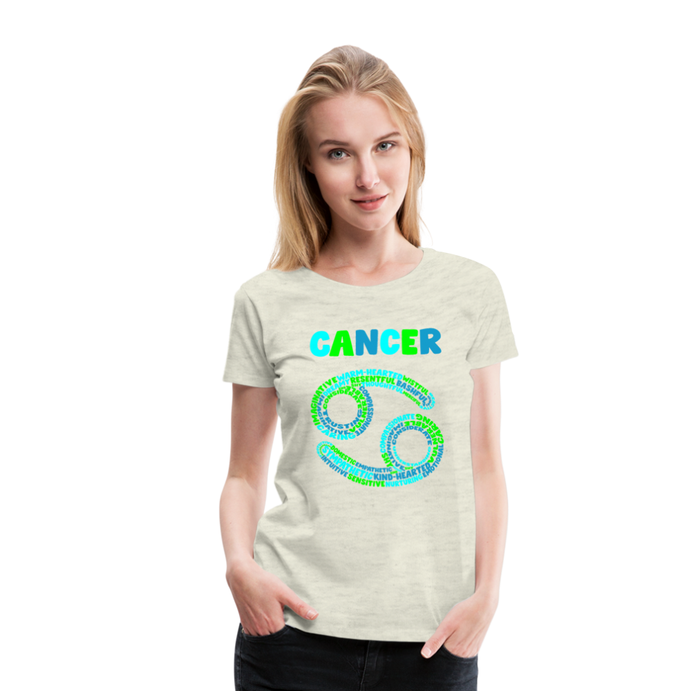 Women's Power Words Cancer Premium T-Shirt - heather oatmeal