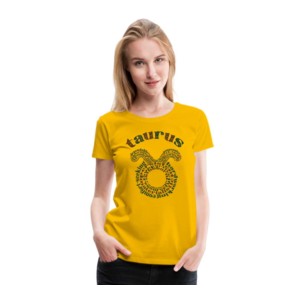 Women's Power Words Taurus Premium T-Shirt - sun yellow