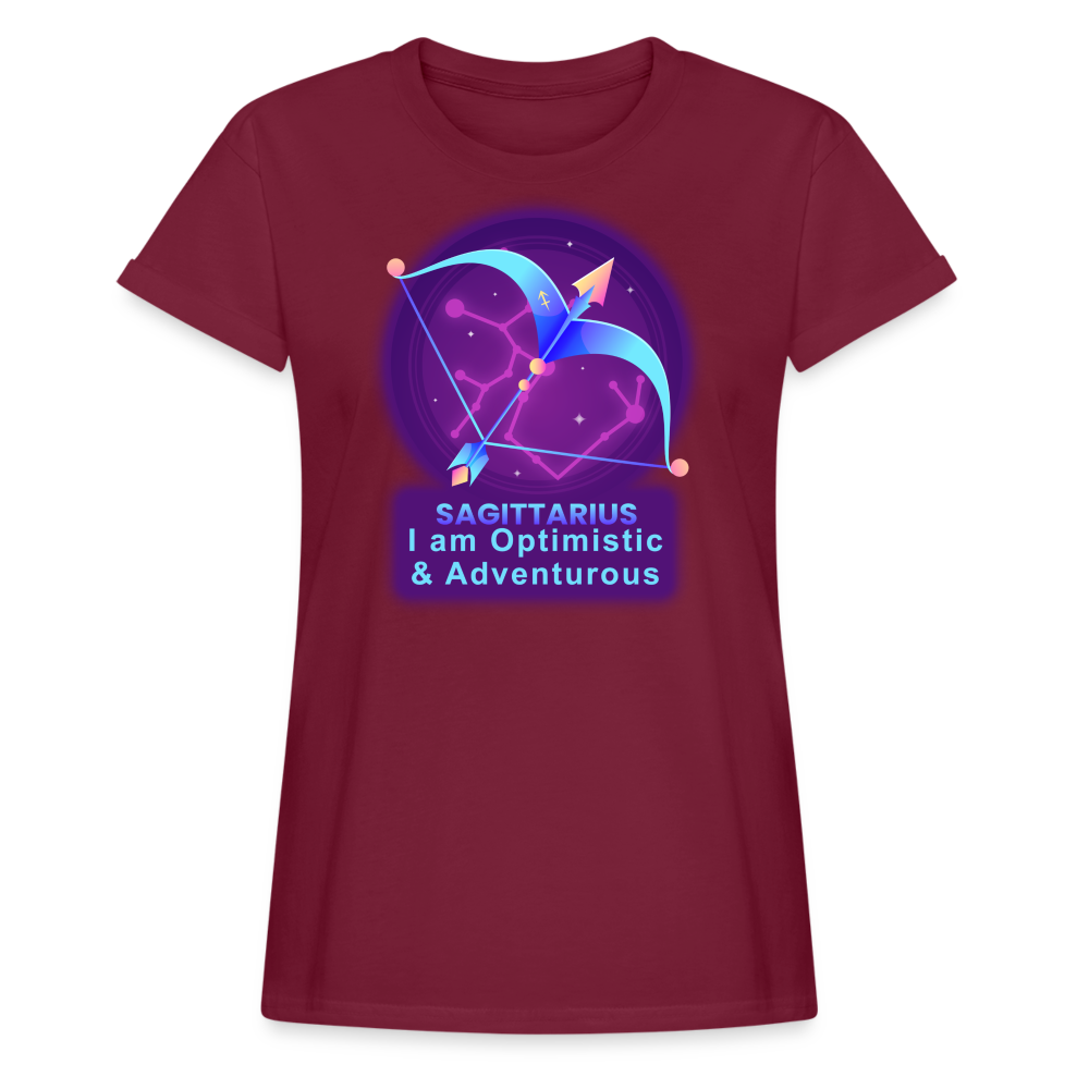 Women's Neon Sagittarius Relaxed Fit T-Shirt - burgundy