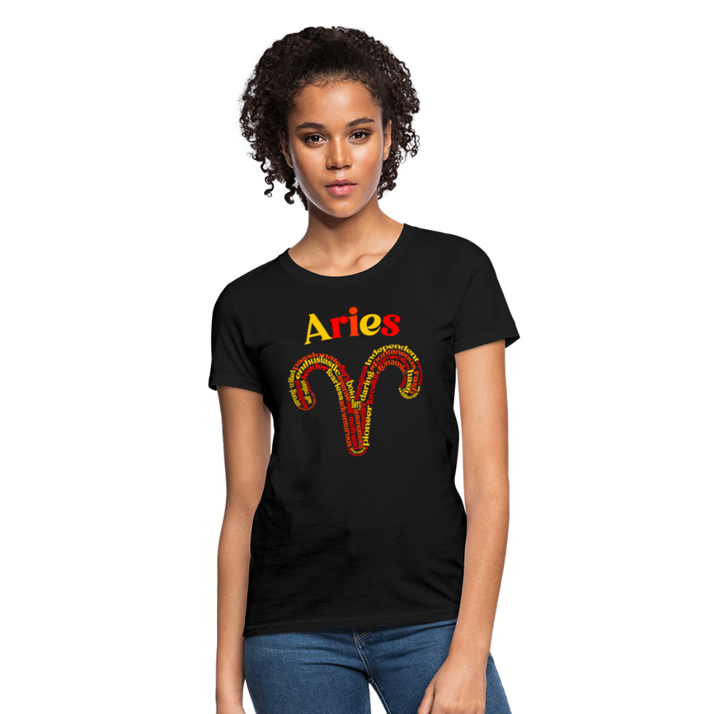 Women's Power Words Aries T-Shirt - black