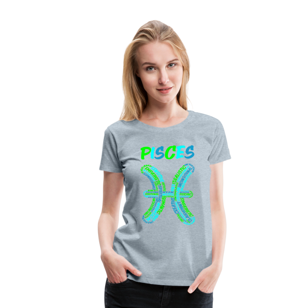 Women's Power Words Pisces Premium T-Shirt - heather ice blue