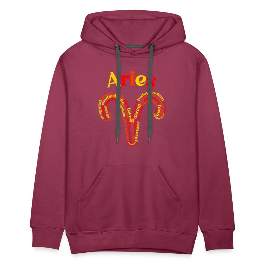 Men's Power Words Aries Premium Hoodie - burgundy