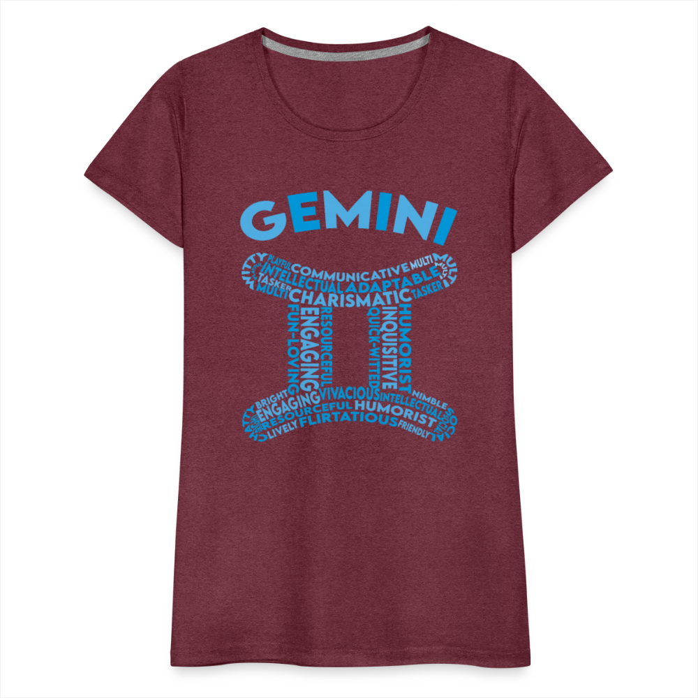 Women's Power Words Gemini Premium T-Shirt - heather burgundy