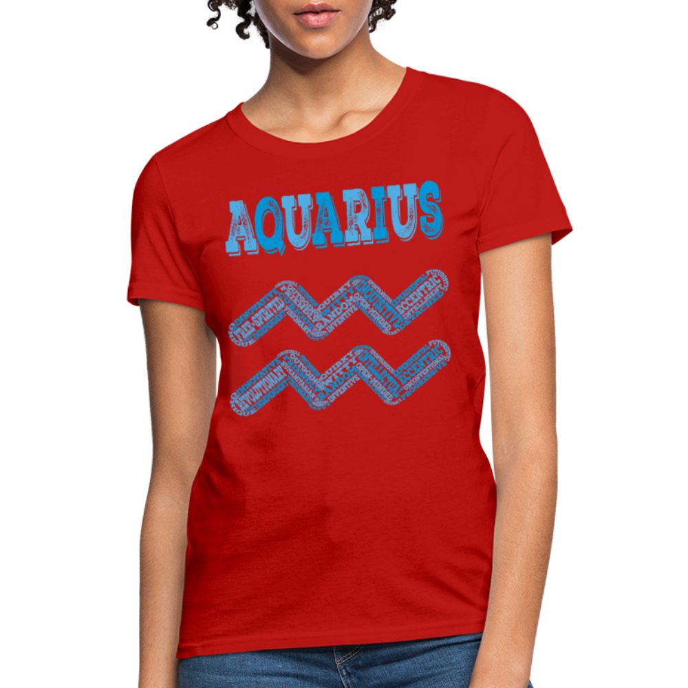 Women's Power Words Aquarius T-Shirt - red