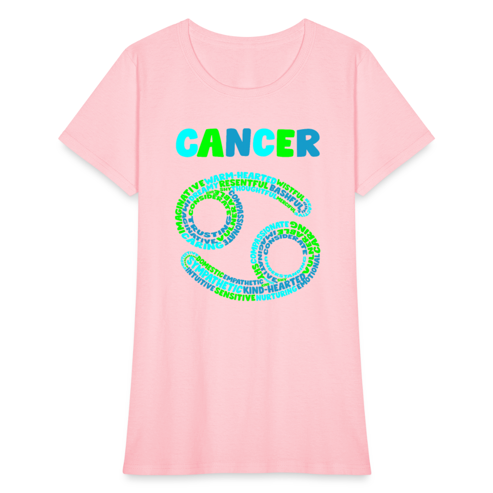 Women's Power Words Cancer T-Shirt - pink