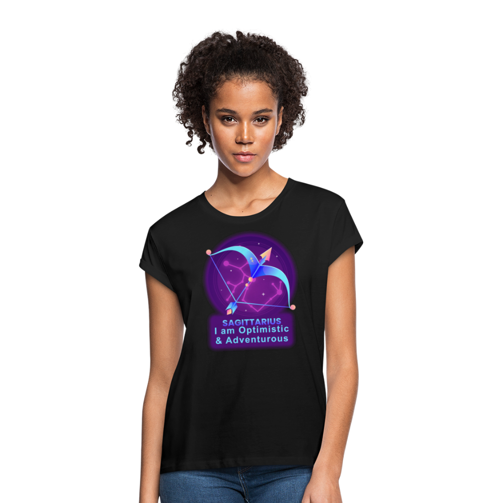 Women's Neon Sagittarius Relaxed Fit T-Shirt - black