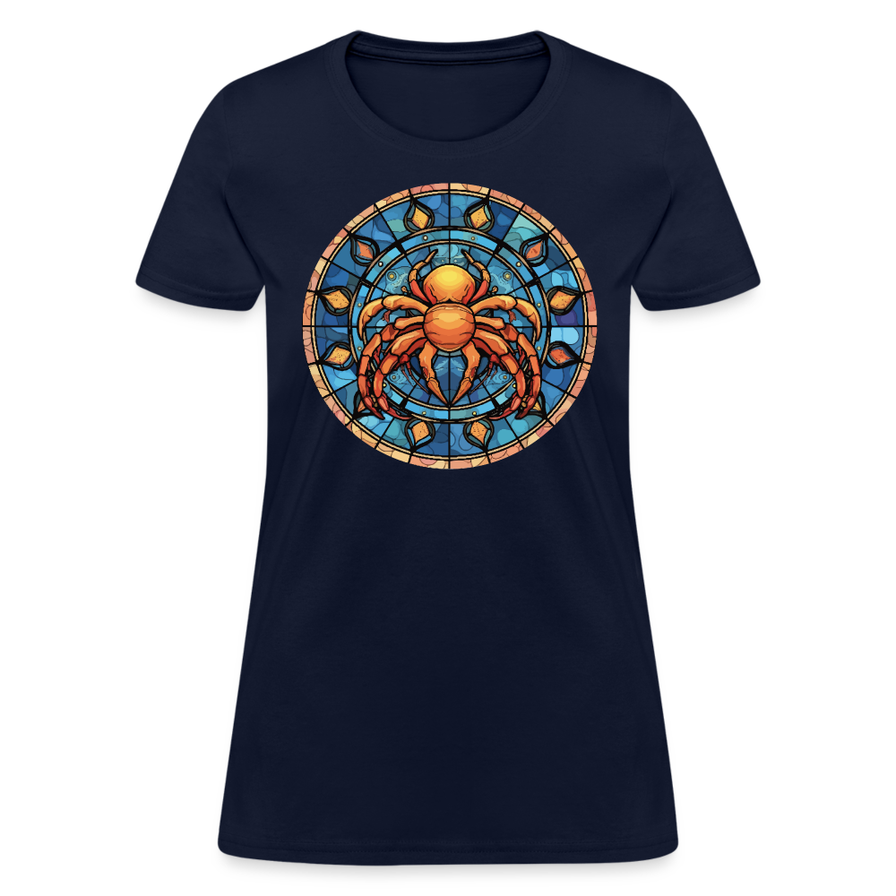 Women's Mosaic Cancer T-Shirt - navy