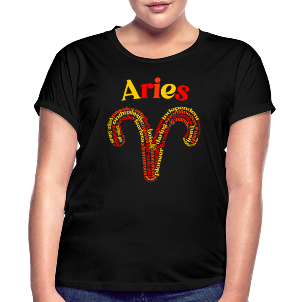 Women's Power Words Aries Relaxed Fit T-Shirt - black