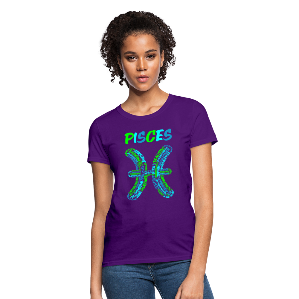 Women's Power Words Pisces T-Shirt - purple