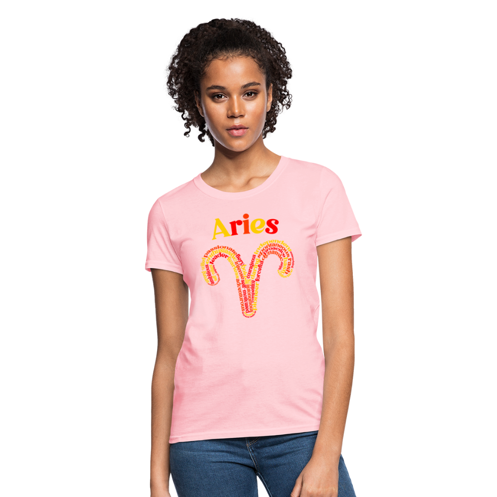 Women's Power Words Aries T-Shirt - pink